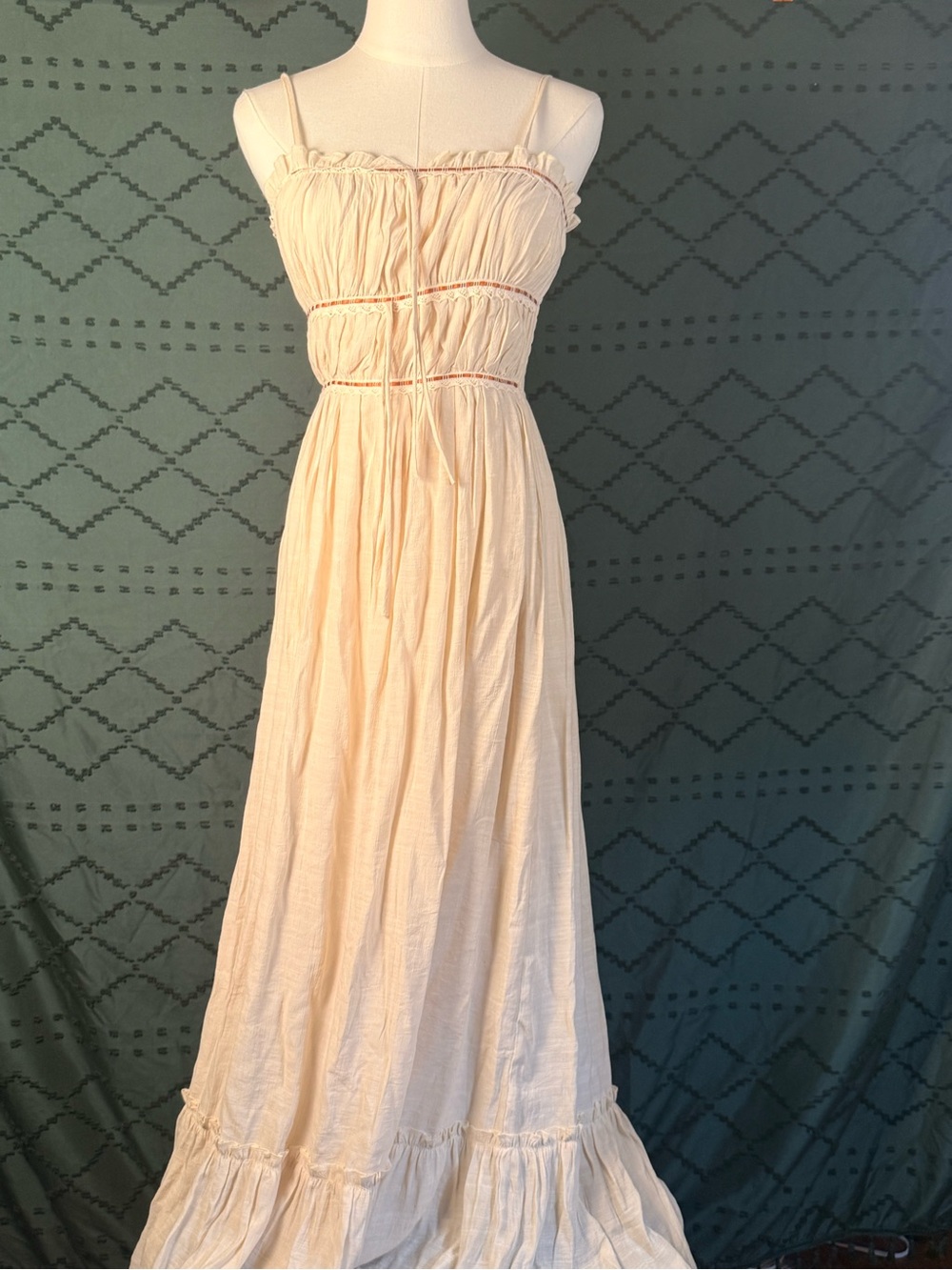 Sincerly Jules Light Cream Ruffled Maxi Dress